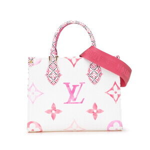 Louis Vuitton Monogram On the Go By Pool Shoulder Bag White Pink Leather